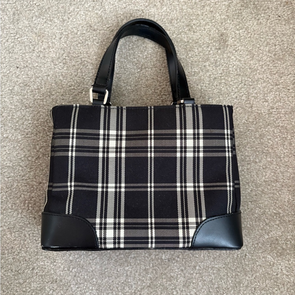 Y2K Plaid Black and White Women's Handbag by Q&A